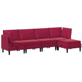  Set namještaja za dnevni boravak 5 pcs Vinska crvena Baršun - boja crnog vina 2x kutna + 2x srednja + 1x stolić | shoptok.hr