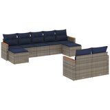 vidaXL Vrtni set od 9 dijelova s jastucima sivi poliratan - Siva Bez stola 1 | shoptok.hr