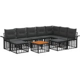  Set vanjskih sofa 10 pcs Crna i tamno siva Poliester - Crna i tamno siva sa stolom | shoptok.hr
