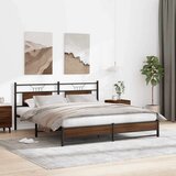 Metalni Kovinski posteljni okvir brez vzmetnice rjavi hrast 180x200 cm, (21829369) | Shoptok.si
