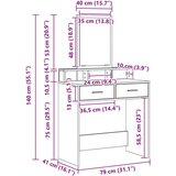  Toaletna stolica Crni hrast MDF i staklo 79 x 41 x 140 cm | shoptok.hr