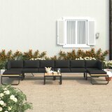 vidaXL Vrtna kotna sedežna garnitura 5-delna z blazinami aluminij WPC Cene