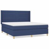 vidaXL Box spring postelja z vzmetnico modra 180x200 cm blago, (20895315) Cene
