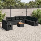  11-dijelni set vrtnih sofa od poliratana s jastucima crni | shoptok.hr