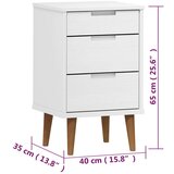 vidaXL Nočna omarica bela 40x35x65 cm trdna borovina | Shoptok.si