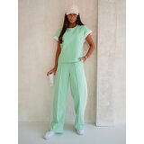 Resti Women's Ariadne Mint Set made of elastic cotton - mint, short sleeves, long trousers | shoptok.hr