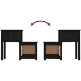  Noćni ormarići 2 kom crni 79,5x38x65,5 cm od masivne borovine | Eponuda.com