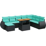  Vrtna garnitura - 9-dijelni set vrtnih sofa s jastucima crni od poliratana - Crna sa spremištem 1 | shoptok.hr