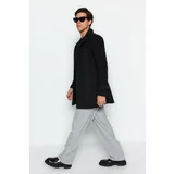 Trendyol Black Men's Slim Fit Slim Fit Stand Up Collar Stamped Coat.