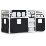  The Living Store Pograd z zavesami bel in črn 80x200 cm trdna borovina - Pograd, (21488377) | Shoptok.si