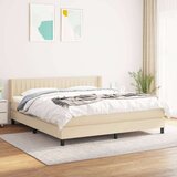 vidaXL Krevet s oprugama i madracem krem 160x200 cm od tkanine | shoptok.hr