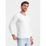 Ombre Set of men's SLIM FIT longsleeves with V-neck and logo 2-pack | Shoptok.si