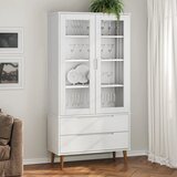 vidaXL Vitrina bela 90x35x175 cm trdna borovina Cene