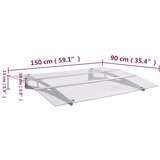 Nadstrešnica za vrata srebrna i prozirna 150 x 90 cm PET | shoptok.hr