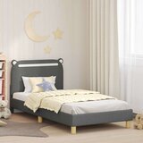  Otroški posteljni okvir z vznožjem Temno siva 90 x 190 cm blago, (5000104760) | Shoptok.si