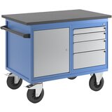 eurokraft pro montažni voziček, 1 omara, 1 predalnik, dvobarvno, korpus svetlo moder, sprednja stran bele aluminijaste barve, delovna plošča mdf Cene