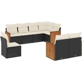  The Living Store Vrtna sedežna garnitura 8-delna z blazinami črn poli ratan - Vrtna Sedežna Garniture, (21449632) | Shoptok.si