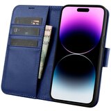 ICARER 2v1 usnjena preklopna torbica za iPhone 14 Pro Max Anti-RFID Wallet Case modra, (21521958) | Shoptok.si