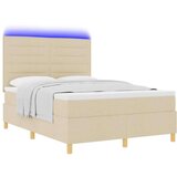  Box Spring Postelja z Matracami & LED Krem 160x200 cm Tkanina, (22067255) | Shoptok.si