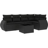  6-dijelni set vrtnih sofa s jastucima crni od poliratana | shoptok.hr