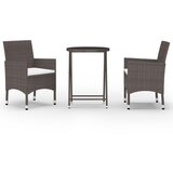  3-dijelni vrtni bistro set poliratan i kaljeno staklo smeđi | shoptok.hr