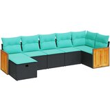  Vrtna garnitura - 7-dijelni set vrtnih sofa od poliratana s jastucima crni - Crna sa spremištem 7 | shoptok.hr