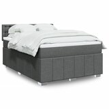 vidaXL Box spring postelja z vzmetnico temno siva 140x200 cm blago | Shoptok.si