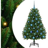 vidaXL Umestno božično drevo z LED lučmi Zelena 150 cm PVC in kovina | Shoptok.si