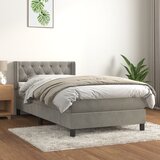 The Living Store Box spring postelja z vzmetnico svetlo siva 80x200 cm žamet - Box Spring Postelja, (21491669) Cene