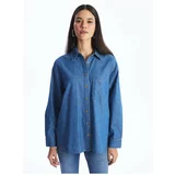 LC Waikiki Women's Plain Long Sleeve Oversize Jean Shirt
