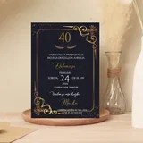 Vabila za Abrahama - črno, elegantna obroba in motivi v zlati barvi ABR 506-01