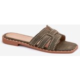 Boto Embellished Flat Sandals Green Anniles | shoptok.hr