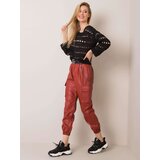 Fashion Hunters Dark red artificial leather trousers | Shoptok.si