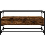 vidaXL TV omarica s stekleno ploščo dimljen hrast 98x35x51 cm inž. les | Shoptok.si