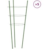  Kolci za vrtne biljke s 3 prstena 5 kom zeleni 75 cm čelični | shoptok.hr