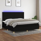 vidaXL Box spring postelja z vzmetnico LED črna 200x200 cm blago Cene