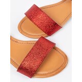 Shelvt Red flat sandals with a closed heel | Shoptok.si