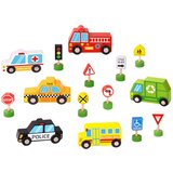 Woopie zeleni set drvenih vozila i prometnih znakova | shoptok.hr