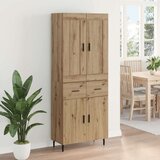 vidaXL Visok predalnik 2 pcs Umetni hrast Inženirski les in steklo | Shoptok.si