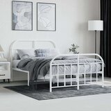 vidaXL Kovinski posteljni okvir z vzglavjem in vznožjem bel 120x190 cm | Shoptok.si
