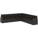  9-dijelni set vrtnih sofa s jastucima crni od poliratana | shoptok.hr