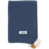 Malomi Kids Deka za bebe od tamnoplavog muslina 100x140 cm Pompon - Cijene