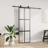  Klizna vrata s priborom crna 76 x 205 cm kaljeno staklo | shoptok.hr