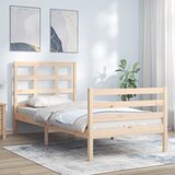 Maison Chic Posteljni okvir - Enojna postelja - Postelja za odrasle 75x190 cm z vzglavjem trden les-J16594, (21765674) | Shoptok.si
