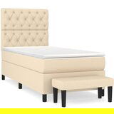 Maison Chic Box spring postelja - Vzmetna postelja z vzmetnico krem 80x200 cm blago SL13937, (21884583) | Shoptok.si