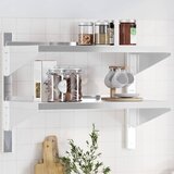  Zidna polica s 2 razine 75x40x60 cm srebrna nehrđajući čelik | shoptok.hr