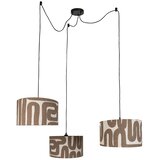 QAZQA Hanglamp zwart met bruin beige kap 35cm 3-lichts - Cava | Shoptok.si
