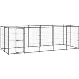 vidaXL zunanji pasji boks jeklo s streho 12,1 m² | Shoptok.si