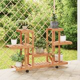 vidaXL Stalak za cvijeće s kotačima 110x25x78 cm od masivne jelovine Cijene