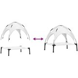 vidaXL Dvignjena postelja za pse s snemljivo streho srebrna siva M jeklo | Shoptok.si